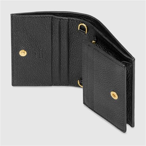 gucci zumi leather card case on chain|GUCCI Grainy Calfskin Zumi Chain Card Case Wallet Black .